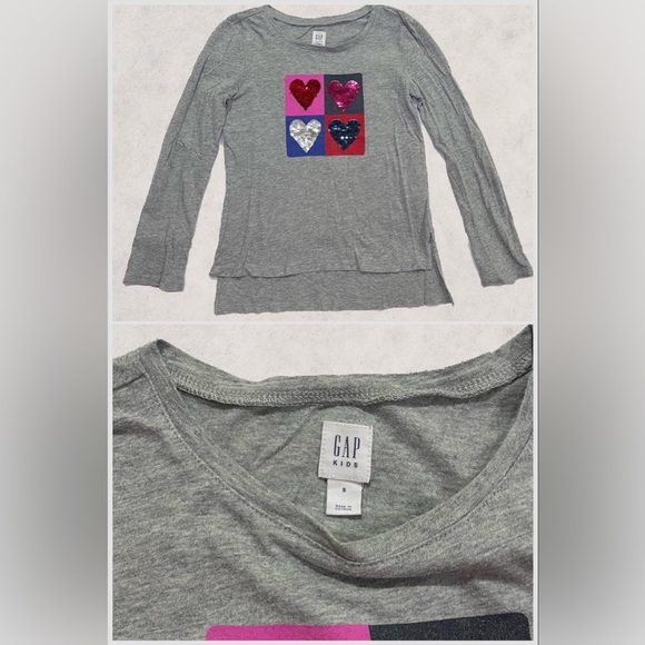 GAP Kids Girl's Set of Flippy Sequin Long Sleeve Shirts- Size Small - Picture 6 of 8